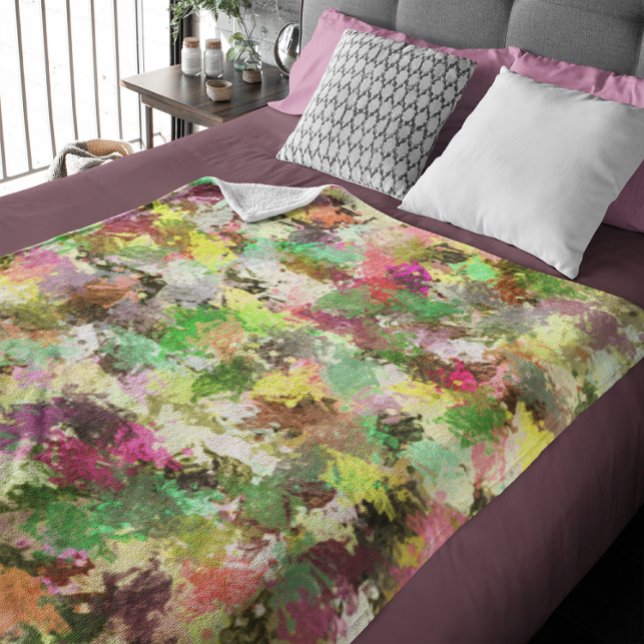 Abstrakten Färgplatterhösten Färg Löv Fleecefilt (Paint Splatter Autumn Color Leaves Abstract Fleece Blanket)