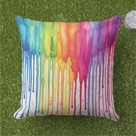 Abstrakten Färgregat för regnbåge, vattenfärgsfärg Kudde