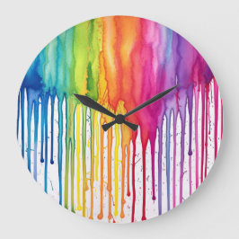 Abstrakten Färgregat för regnbåge, vattenfärgsfärg Stor Klocka