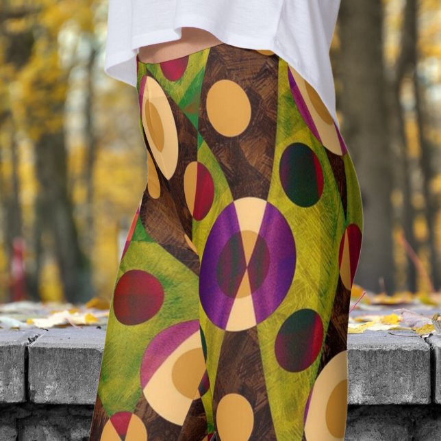 Abstrakten Färgschaos Skriv ut Leggings (Colorful Chaos Abstract)