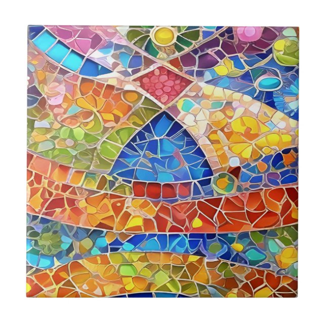 Abstrakten Faux Mosaic art Kakelplatta (Framsidan)