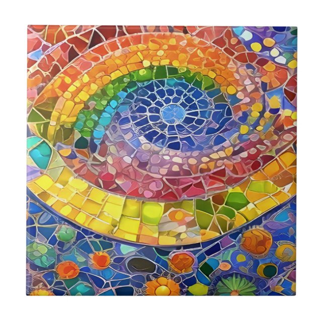 Abstrakten Faux Mosaic art Kakelplatta (Framsidan)