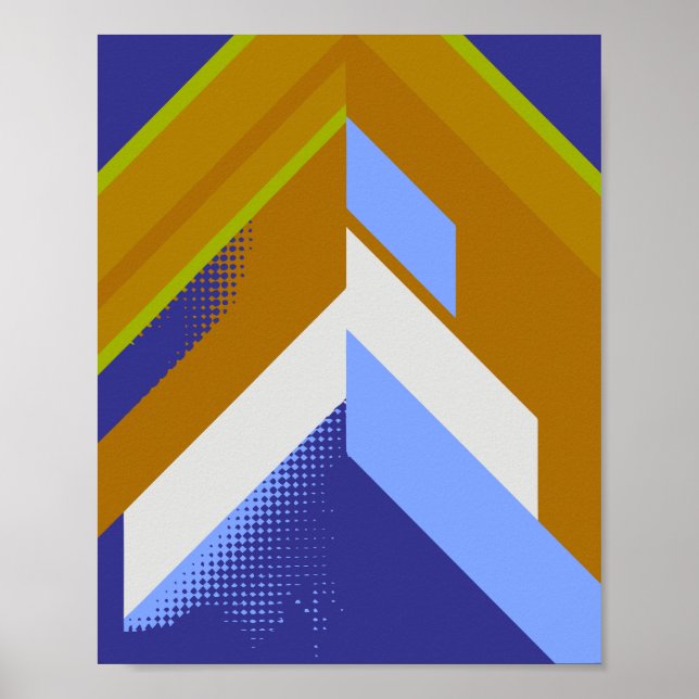 Abstrakten Fet geometrisk pil i blått och Orange Poster (Framsidan)
