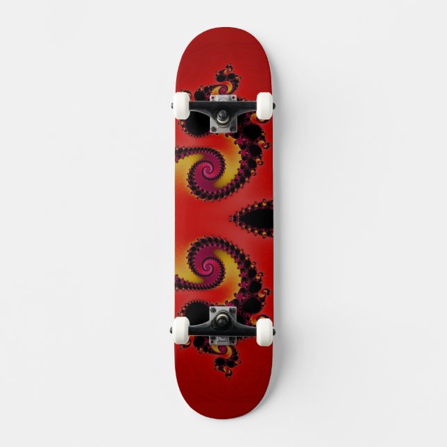 Abstrakten Fjällfärgsblad, svart Hål, röd Mini Skateboard Bräda 18,5 Cm (Framsida)