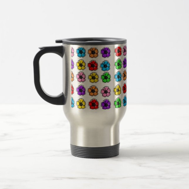 Abstrakten Flower Blommigt Doodle Line Art Waterco Resemugg (Vänster)
