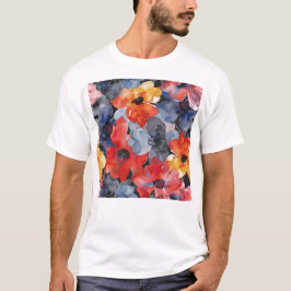 Abstrakten Flowers Mönster i vattenfärg T Shirt