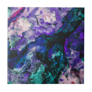 Abstrakten Fluorite Crystal Geode Marble Kakelplatta