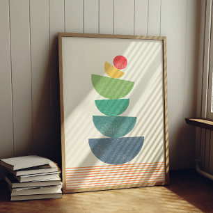 Abstrakten för fallande orange i mitten av århundr poster