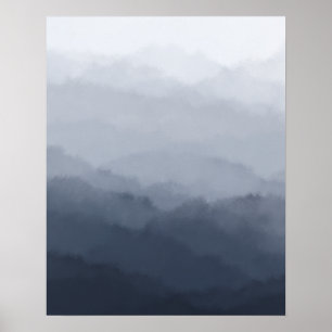 Abstrakten för moderna minimalistiska blå berg poster