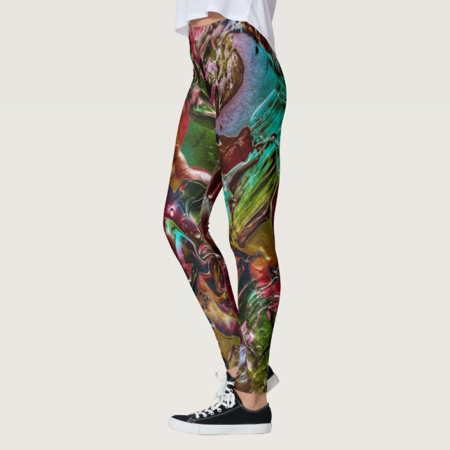 Abstrakten för naturligt inspikat färgmönster för  leggings (Vänster)