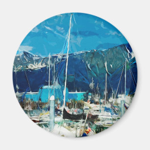 Abstrakten för offensiv i Seward Harbour Alaska Magnet