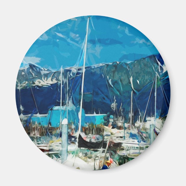 Abstrakten för offensiv i Seward Harbour Alaska Magnet (Framsidan)