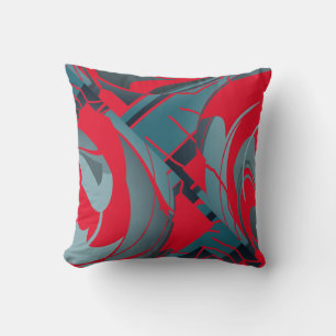 Abstrakten för Red Slate Seafoam Lush Lövs Kudde