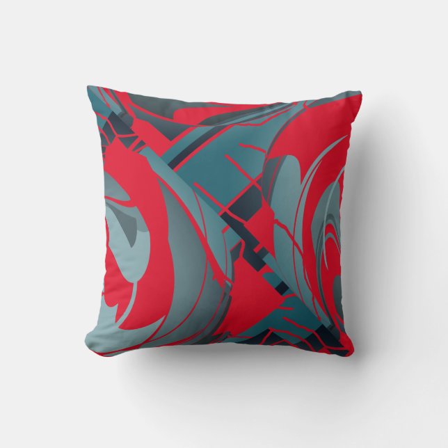Abstrakten  för Red Slate Seafoam Lush Lövs Kudde (Framsida)