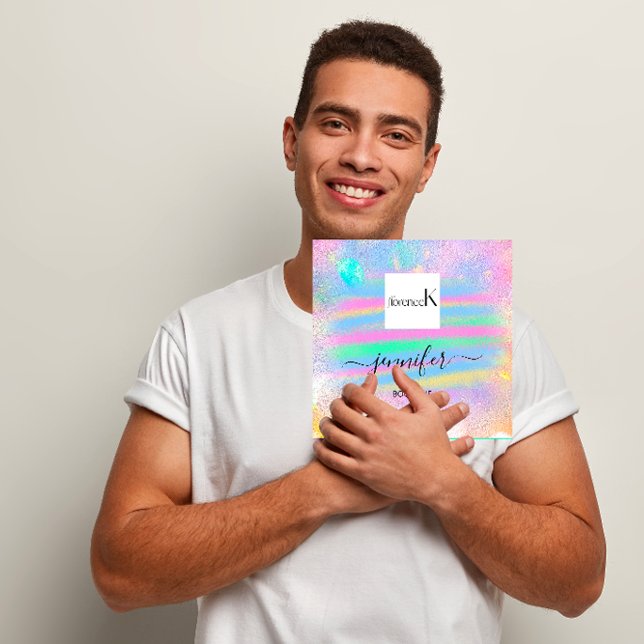 Abstrakten  för Rosa, Anpassningsbar QR-LOGOTYP me Fyrkantigt Visitkort (Strokes Painted Pink Abstract Custom QR LOGO Square Business Card)