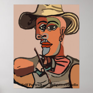 Abstrakten för självmålning av målarfärg Poster