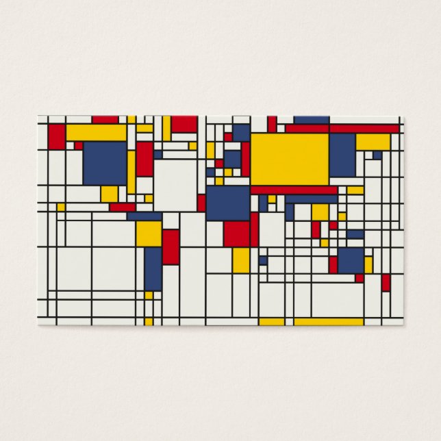 Abstrakten för världskartan i Mondrian Stil Visitkort (Framsidan)