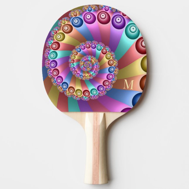 Abstrakten Fractal Monogram för Färg Pingisracket (Framsidan)