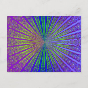 Abstrakten Fractal Tunnel för grön Lila i blå Lime Vykort