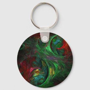 Abstrakten Genesis Grönt Art Keychain Nyckelring