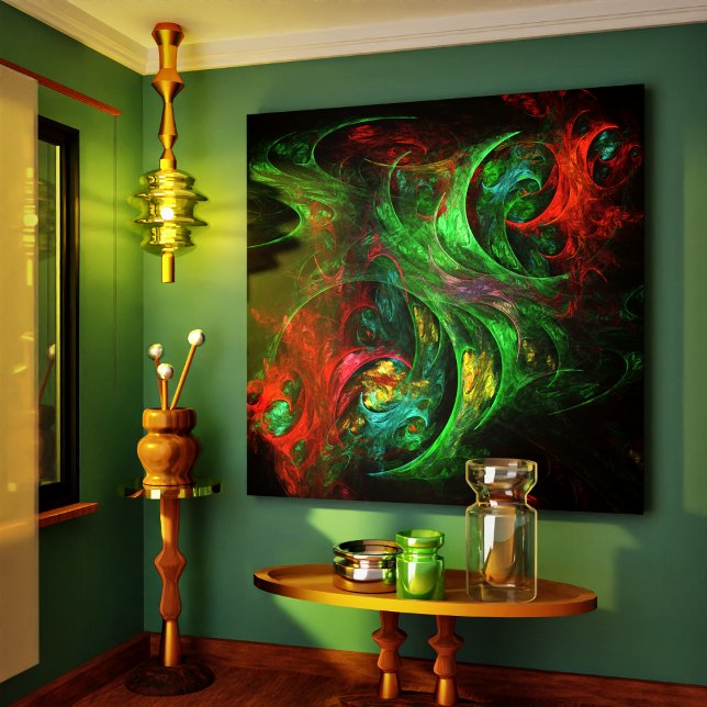 Abstrakten Genesis Grönt  Art Wrapped Canvas Skriv (Genesis Green Abstract Art Wrapped Canvas Print)