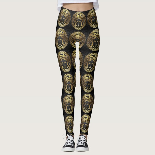 Abstrakten Golden Medusa Leggings (Framsida)