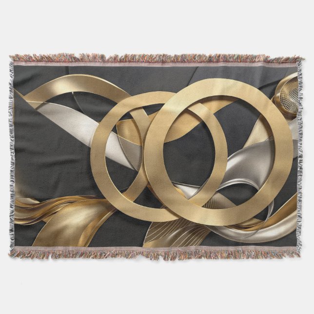 Abstrakten Golden Ringar Art - Modern lyxdesign Filt (Framsidan)