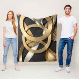 Abstrakten Golden Ringar Art - Modern lyxdesign Fleecefilt