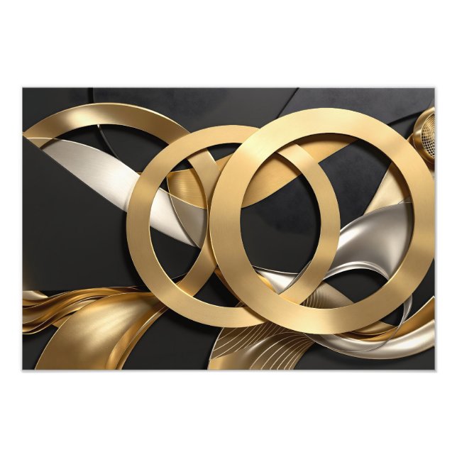 Abstrakten Golden Ringar Art - Modern lyxdesign Fototryck (Framsidan)
