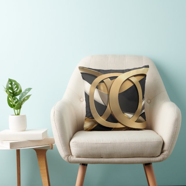 Abstrakten Golden Ringar Art - Modern lyxdesign Kudde (Stol)