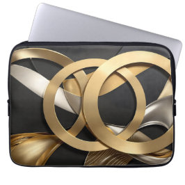 Abstrakten Golden Ringar Art - Modern lyxdesign Laptop Fodral