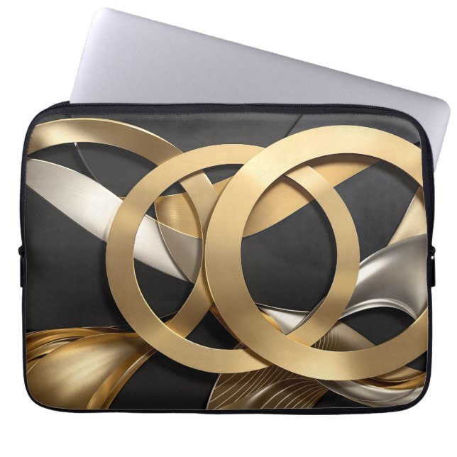 Abstrakten Golden Ringar Art - Modern lyxdesign Laptop Fodral (Framsidan)