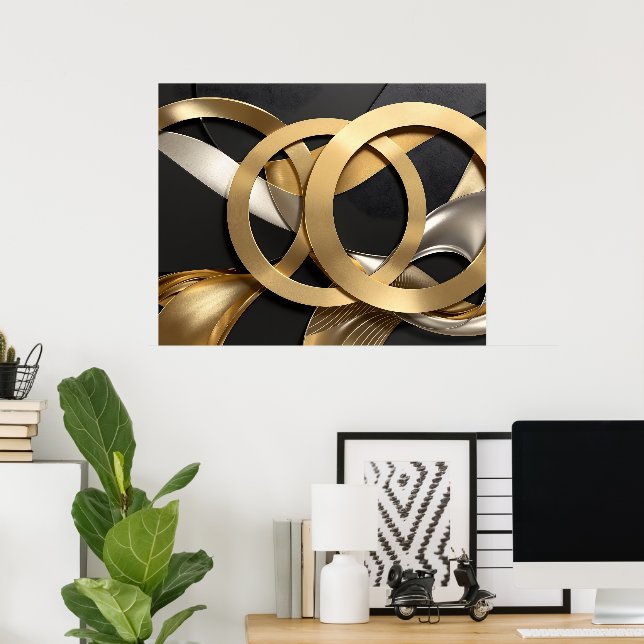 Abstrakten Golden Ringar Art - Modern lyxdesign Poster (Hemmakontoret)