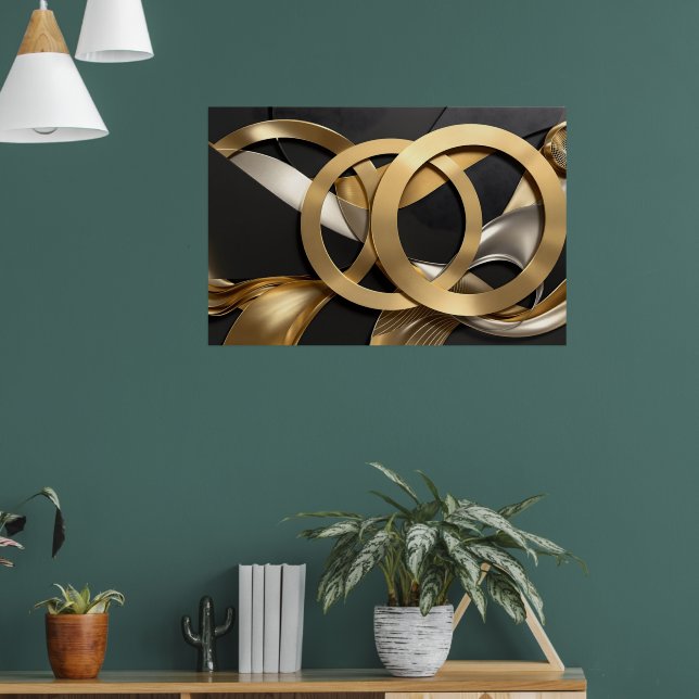Abstrakten Golden Ringar Art - Modern lyxdesign Poster (Vardagsrum 1)