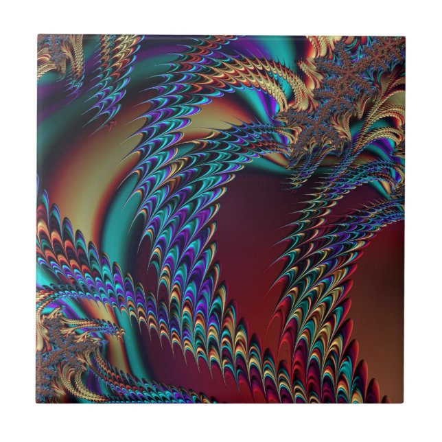Abstrakten Gothic Technicolor Fractal Dragons, rek Kakelplatta (Framsidan)