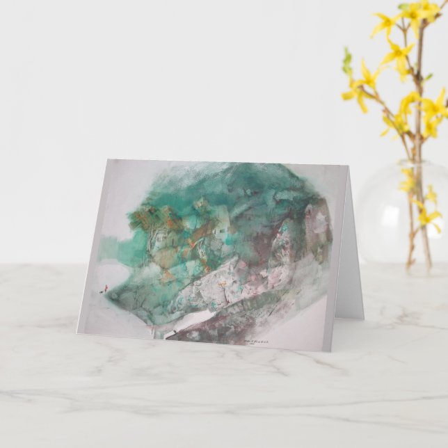 Abstrakten grönt liggande gratulationskort kort (Gul blomma)