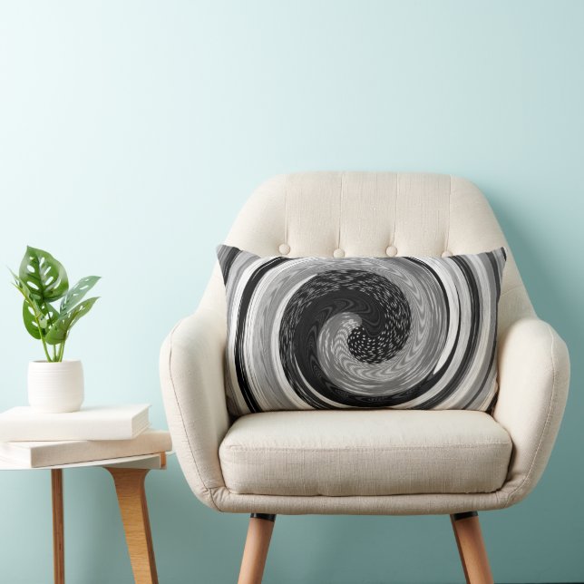 abstrakten gröntar och blues roterar modern design lumbarkudde (Stol)