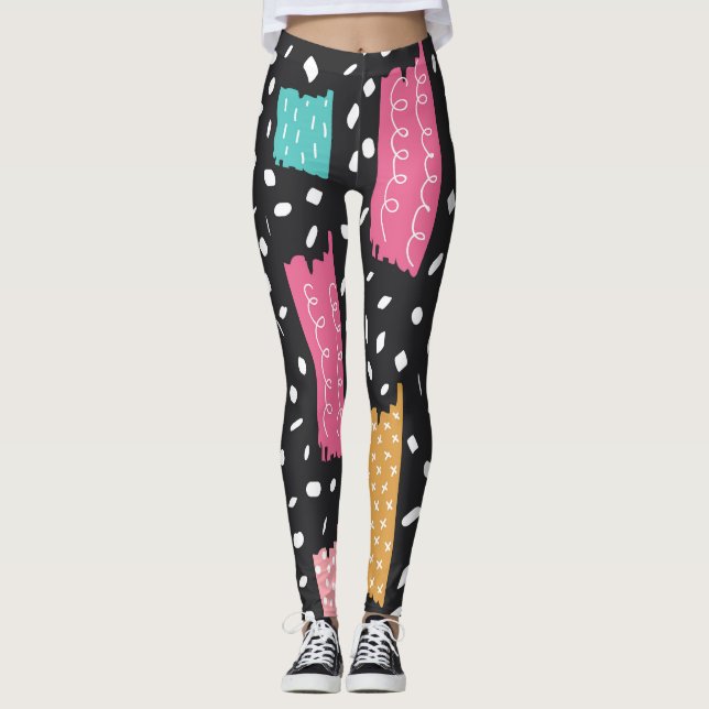 Abstrakten Grunge Washi Tape Leggings (Framsida)
