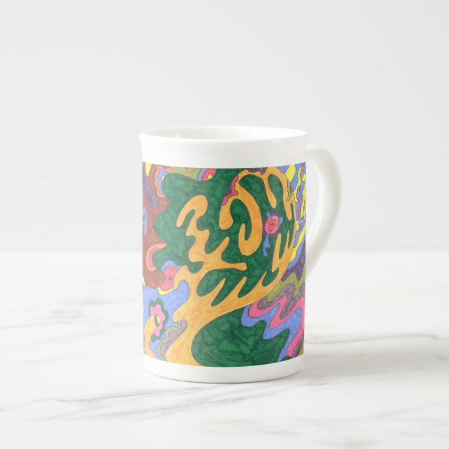 abstrakten "Guld" Benporslin Mugg (Framsida höger)