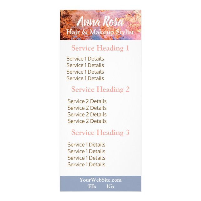 * Abstrakten Guld Blue, vattenfärgen Rosa Reklamkort (Framsidan)