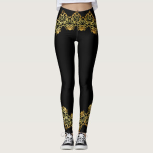 Abstrakten guld och Ro Guld - Prismatisk utformnin Leggings