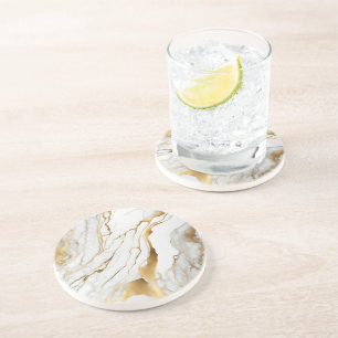 Abstrakten guld och Vita marmor Underlägg