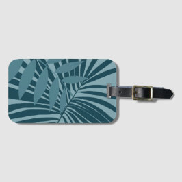 abstrakten handflatan och tropiska löv i blått grö bagagebricka