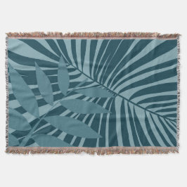 abstrakten handflatan och tropiska löv i blått grö filt