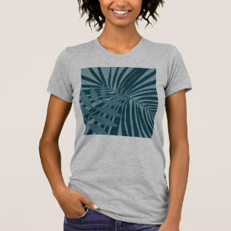 abstrakten handflatan och tropiska löv i blått grö t shirt