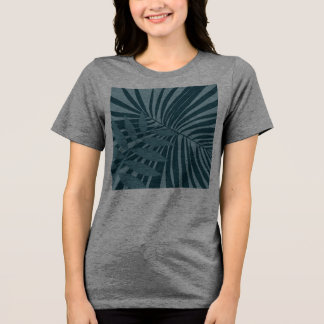 abstrakten handflatan och tropiska löv i blått grö t shirt