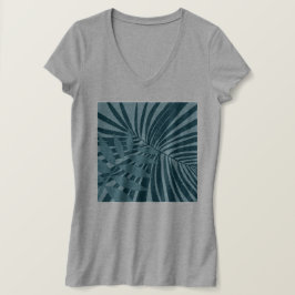 abstrakten handflatan och tropiska löv i blått grö t shirt