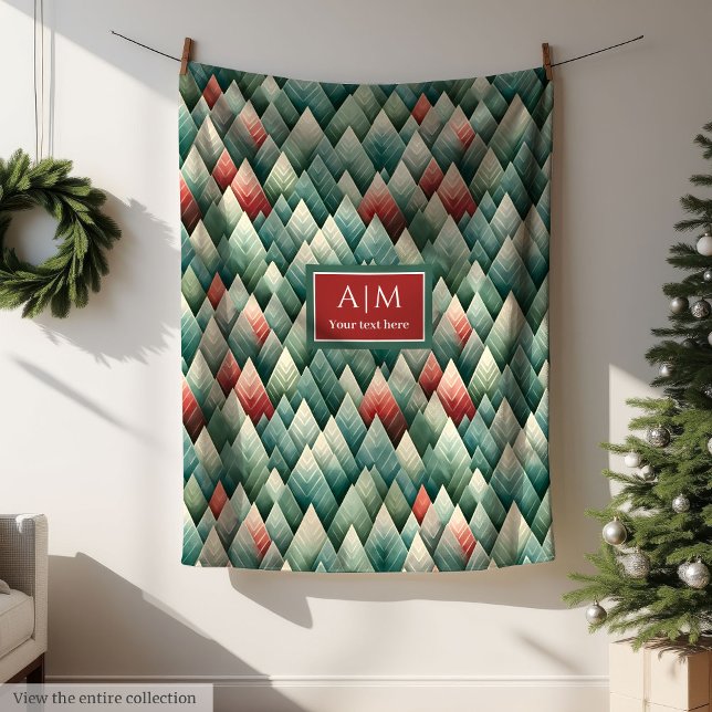 Abstrakten har inaktiverat färg Julgranar filt (Abstract muted colors Christmas trees blanket)