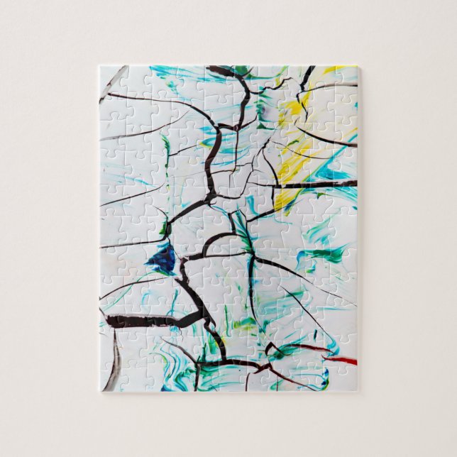 Abstrakten har sprickats i Gröntens Gult Blue Pussel (Vertikal)