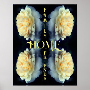 Abstrakten Home Gul ros, inspirationell Ord Poster